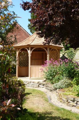 Eight Sided Gazebo with Trellis & Open Arches